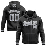 Custom Stitched Black Gray-White Baseball Pullover Sweatshirt Hoodie