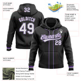 Custom Stitched Black White Purple-Gray Baseball Pullover Sweatshirt Hoodie