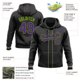 Custom Stitched Black Purple-Neon Green Baseball Pullover Sweatshirt Hoodie