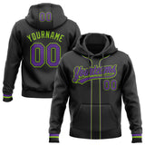 Custom Stitched Black Purple-Neon Green Baseball Pullover Sweatshirt Hoodie