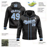 Custom Stitched Black Light Blue-White Baseball Pullover Sweatshirt Hoodie