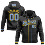 Custom Stitched Black Light Blue-Yellow Baseball Pullover Sweatshirt Hoodie