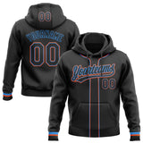 Custom Stitched Black Powder Blue-Orange Baseball Pullover Sweatshirt Hoodie