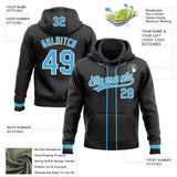 Custom Stitched Black Sky Blue-White Baseball Pullover Sweatshirt Hoodie
