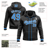 Custom Stitched Black Powder Blue-White Baseball Pullover Sweatshirt Hoodie