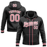 Custom Stitched Black Medium Pink-White Baseball Pullover Sweatshirt Hoodie