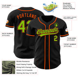 Custom Black Neon Green-Orange Authentic Baseball Jersey