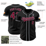 Custom Black Maroon-Gray Authentic Baseball Jersey