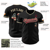 Custom Black Vintage USA Flag Cream-Crimson Authentic Baseball Jersey