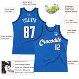 Custom Blue White-Black Authentic Throwback Basketball Jersey