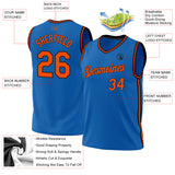 Custom Blue Orange-Black Authentic Throwback Basketball Jersey
