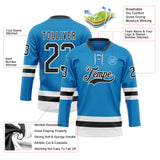Custom Blue Black-White Hockey Lace Neck Jersey