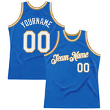 Custom Blue White-Old Gold Authentic Throwback Basketball Jersey