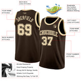 Custom Brown Cream Authentic Basketball Jersey