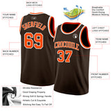 Custom Brown Orange-White Authentic Basketball Jersey