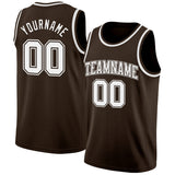Custom Brown White Authentic Basketball Jersey