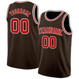 Custom Brown Red-White Authentic Basketball Jersey
