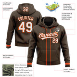 Custom Stitched Brown White-Orange Baseball Pullover Sweatshirt Hoodie