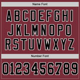 Custom Burgundy Black-White Mesh Authentic Throwback Football Jersey
