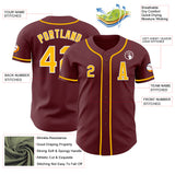 Custom Burgundy Gold-White Authentic Baseball Jersey