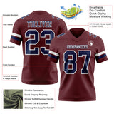 Custom Burgundy Navy-White Authentic Football Jersey
