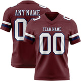 Custom Burgundy White-Navy Authentic Football Jersey