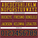 Custom Burgundy Navy-Gold Authentic Football Jersey