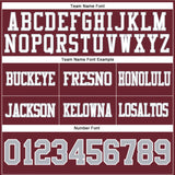 Custom Burgundy Gray-White Authentic Football Jersey