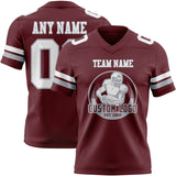 Custom Burgundy White-Gray Authentic Football Jersey