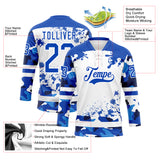 Custom Camo Thunder Blue-White Splash Hockey Lace Neck Jersey