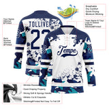 Custom Camo Navy-White Splash Hockey Lace Neck Jersey