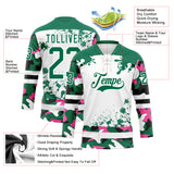 Custom Camo Kelly Green Black-White Splash Hockey Lace Neck Jersey