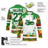 Custom Camo Grass Green Black-White Splash Hockey Lace Neck Jersey