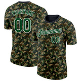 Custom Camo Green-White Woodland Digital Camouflage Pixel Salute To Service Performance T-Shirt