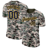 Custom Camo Navy-Gold Urban Digital Camouflage Pixel Salute To Service Performance T-Shirt