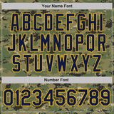 Custom Camo Navy-Gold Woodland Forest Digital Camouflage Pixel Salute To Service Performance T-Shirt