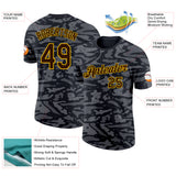 Custom Camo Brown-Yellow Wave Digital Camouflage Salute To Service Performance T-Shirt