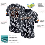 Custom Camo Brown-White Urban Digital Camouflage Pixel Salute To Service Performance T-Shirt