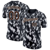 Custom Camo Brown-White Urban Digital Camouflage Pixel Salute To Service Performance T-Shirt