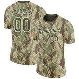 Custom Camo Olive-White Woodland Forest Digital Camouflage Pixel Salute To Service Performance T-Shirt