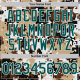 Custom Camo Midnight Green-White Desert Digital Camouflage Pixel Salute To Service Performance T-Shirt