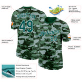 Custom Camo Midnight Green-White Woodland Forest Digital Camouflage Pixel Salute To Service Performance T-Shirt