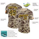 Custom Camo Olive-Gold Desert Digital Camouflage Pixel Salute To Service Performance T-Shirt