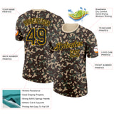 Custom Camo Black-Gold Woodland Forest Digital Camouflage Pixel Salute To Service Performance T-Shirt