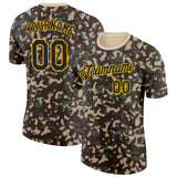 Custom Camo Black-Gold Woodland Forest Digital Camouflage Pixel Salute To Service Performance T-Shirt