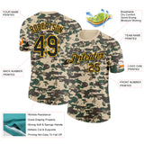 Custom Camo Black-Gold Woodland Forest Digital Camouflage Pixel Salute To Service Performance T-Shirt