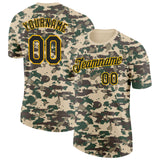 Custom Camo Black-Gold Woodland Forest Digital Camouflage Pixel Salute To Service Performance T-Shirt