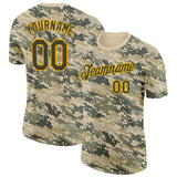 Custom Camo Olive-Gold Desert Digital Camouflage Pixel Salute To Service Performance T-Shirt