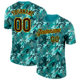 Custom Camo Brown-Gold Ocean Digital Camouflage Pixel Salute To Service Performance T-Shirt