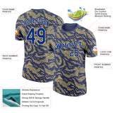 Custom Camo Royal-Cream Tiger Stripe Camouflage Salute To Service Performance T-Shirt